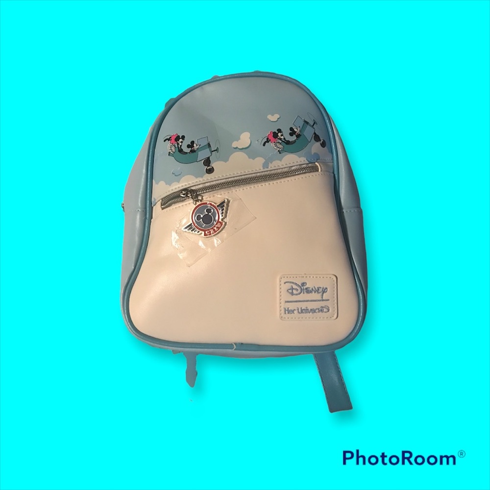 Disney Her Universe Minnie and Mickey faux leather backpack. NWT